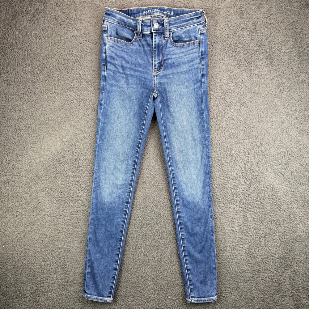 American Eagle Next Level Stretch High Rise Jegging Blue Jeans Womens Size 2